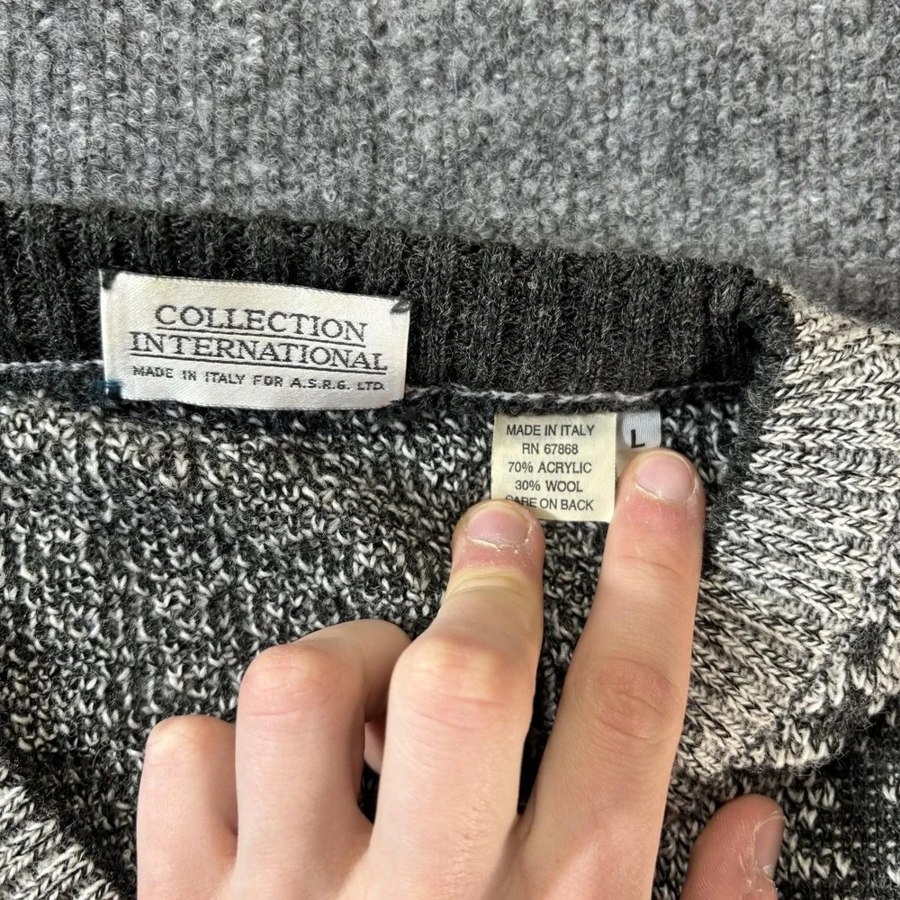 Collection International Sweater Mens Large V Neck‎ Knit Pullover Made In Italy